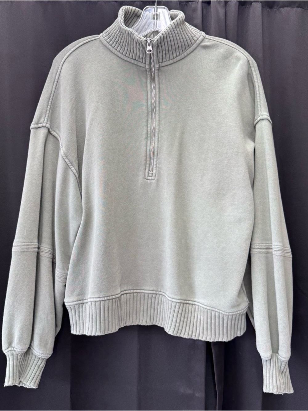 aerie Light Sage Half-Zip Pullover Sweatshirt